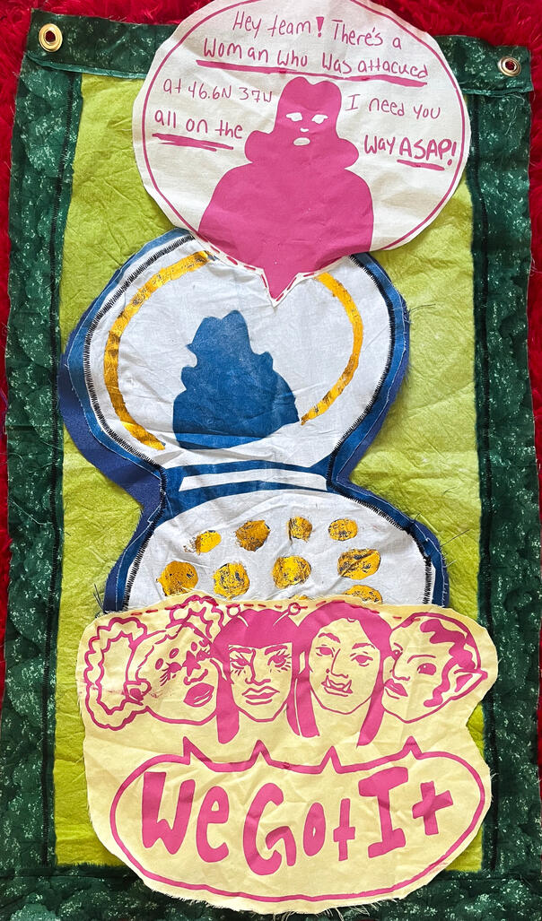 Space Girl And Friends, October 2024, Textiles, Silk Screen Print