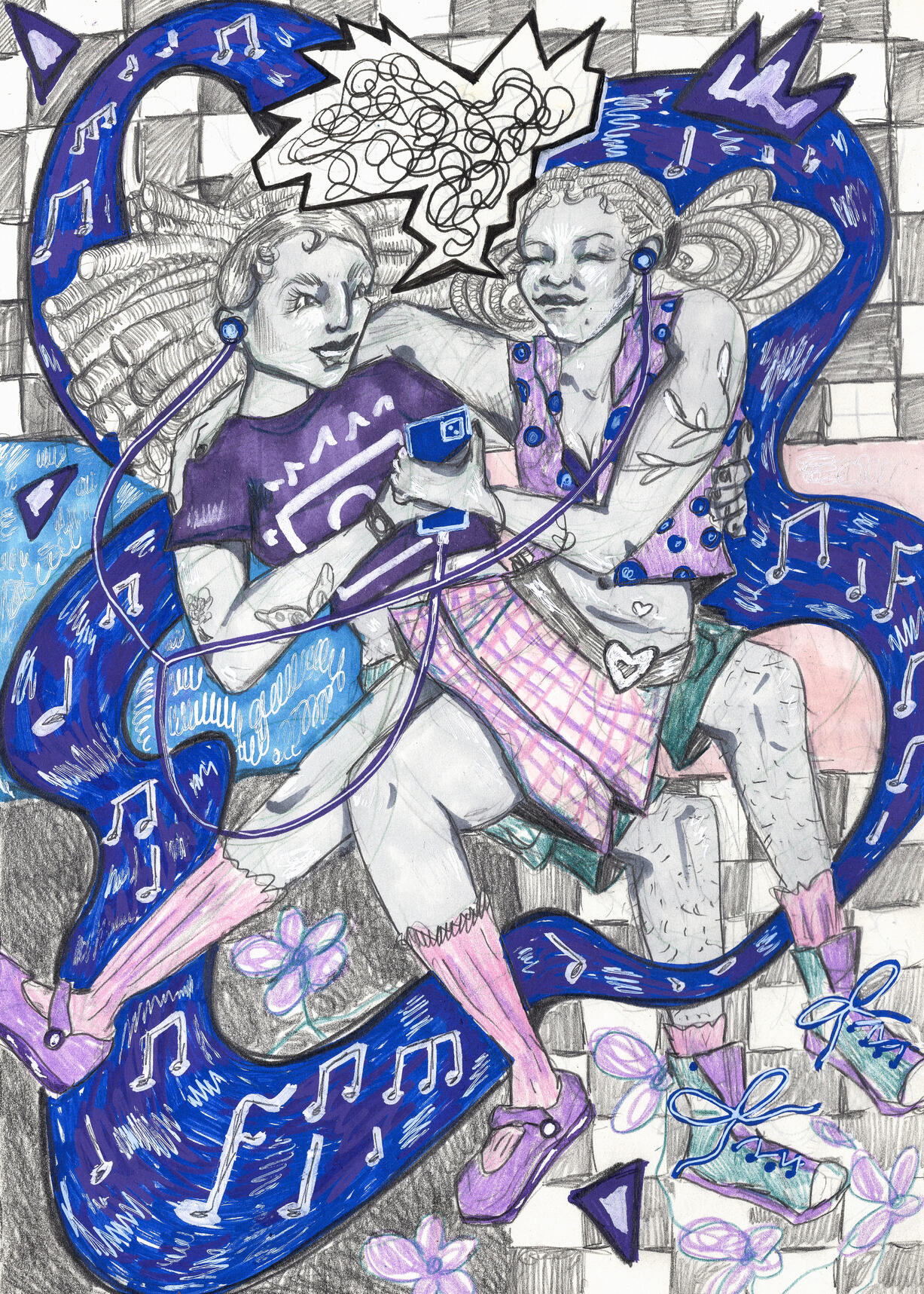 Music!, August 2025, Color Pencil, Paint Marker, Crayon