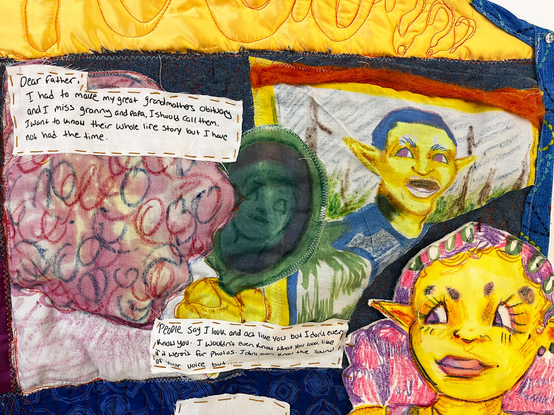 Do I Know You?, December 2025, Textile Collage, Dye Sublimation Printer, Heat Press Paint, Heat Press Crayons, Sodium Alginate Printing