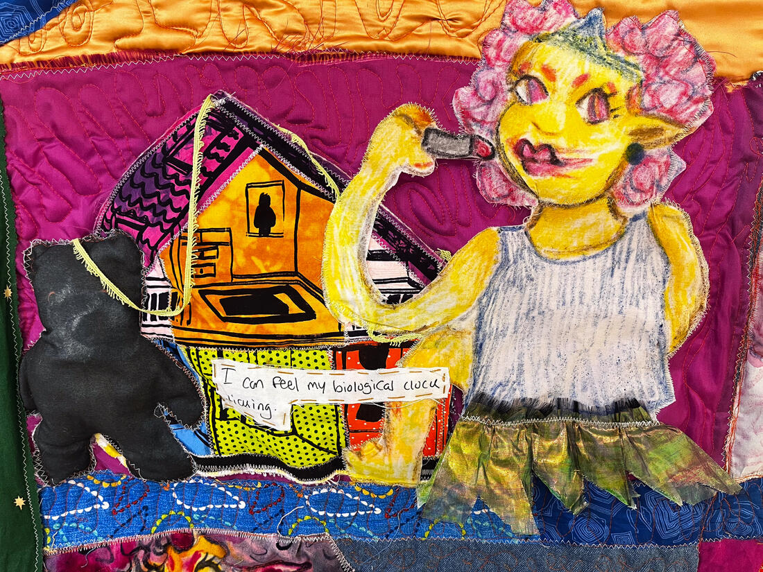 Do I Know You?, December 2025, Textile Collage, Dye Sublimation Printer, Heat Press Paint, Heat Press Crayons, Sodium Alginate Printing