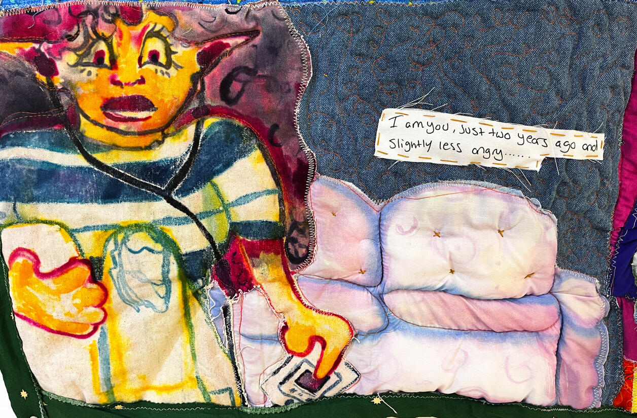 Do I Know You?, December 2025, Textile Collage, Dye Sublimation Printer, Heat Press Paint, Heat Press Crayons, Sodium Alginate Printing