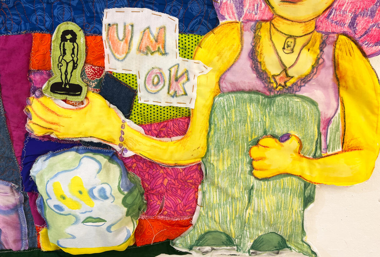 Do I Know You?, December 2025, Textile Collage, Dye Sublimation Printer, Heat Press Paint, Heat Press Crayons, Sodium Alginate Printing