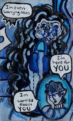 December 2023, Gouache, Textiles, Canvas, Acrylic Paint