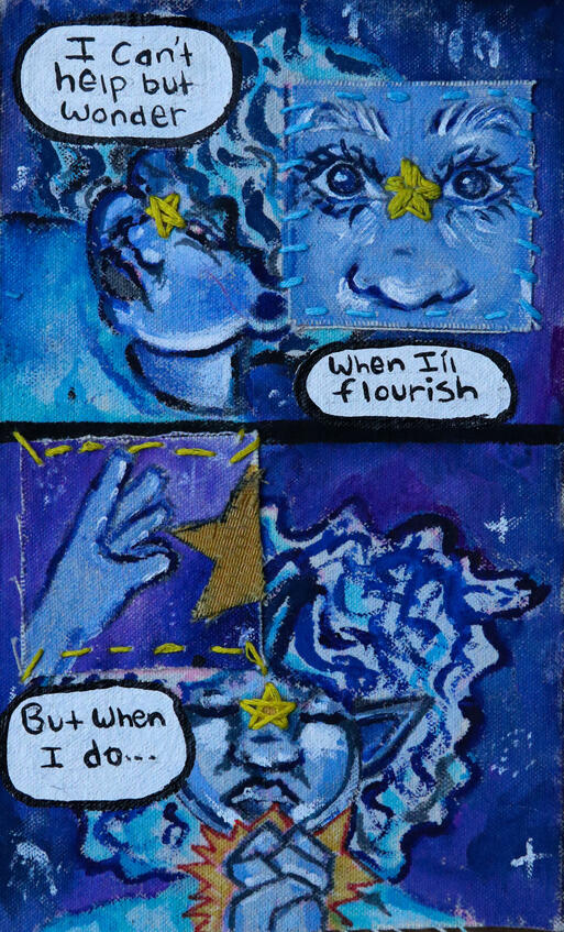 December 2023, Gouache, Textiles, Canvas, Acrylic Paint