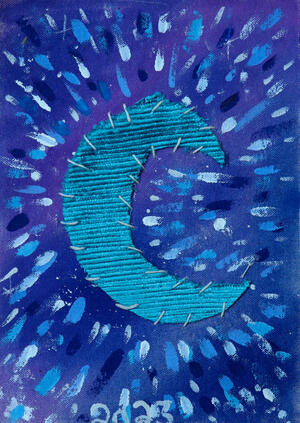 December 2023, Gouache, Textiles, Canvas, Acrylic Paint