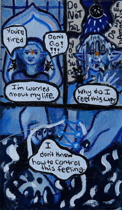 December 2023, Gouache, Textiles, Canvas, Acrylic Paint
