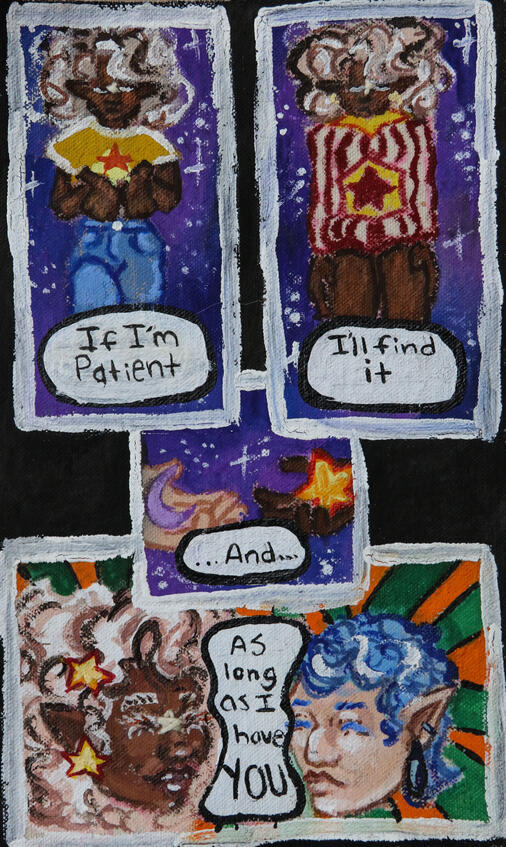 December 2023, Gouache, Textiles, Canvas, Acrylic Paint